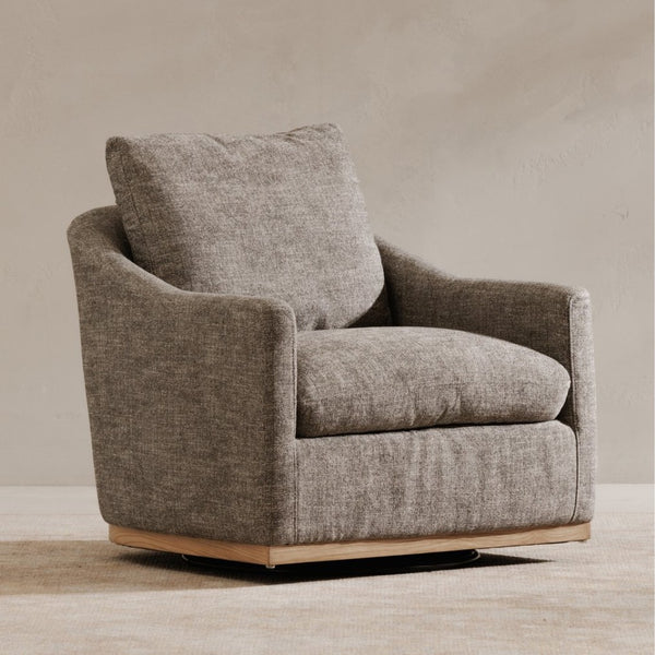 English Elm Swivel Barrel Back Accent Chair with High-density Foam and Rubberwood Base for Living Rooms B2769P516545
