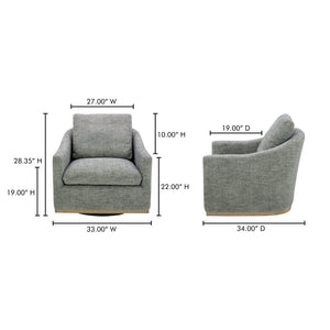 English Elm Swivel Barrel Back Accent Chair with High-density Foam and Rubberwood Base for Living Rooms B2769P516545