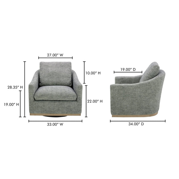 English Elm Swivel Barrel Back Accent Chair with High-density Foam and Rubberwood Base for Living Rooms B2769P516545