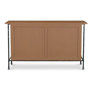 English Elm Dresser, Six Drawer Solid Acacia Wood with Hammered Iron Frame for Traditional Bedroom B2769P516546