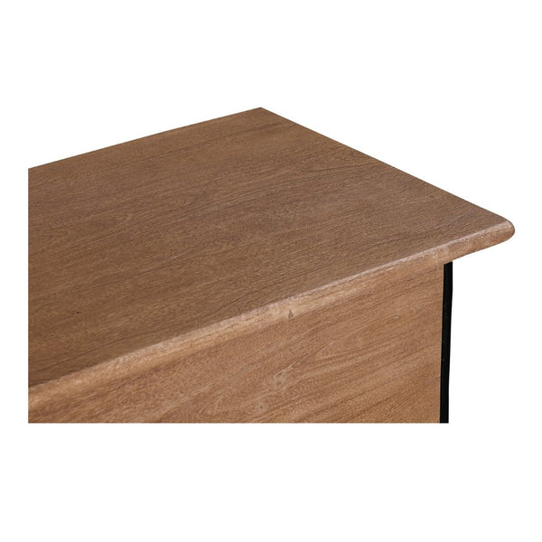 English Elm Dresser, Six Drawer Solid Acacia Wood with Hammered Iron Frame for Traditional Bedroom B2769P516546
