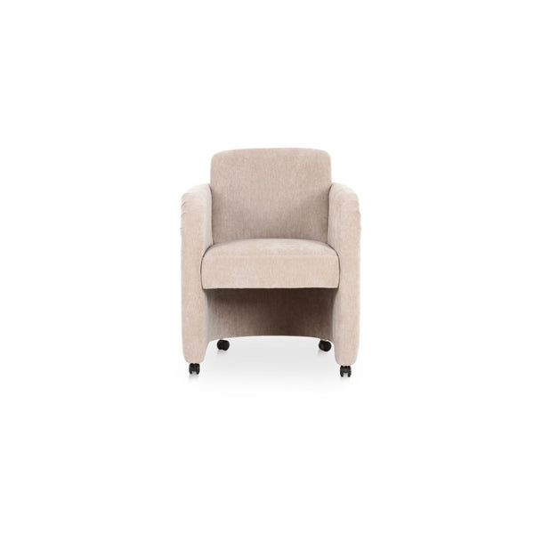 English Elm Dining Chair with English Roll Back and Pleated Polyester Upholstery for Formal Rooms B2769P516549