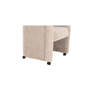 English Elm Dining Chair with English Roll Back and Pleated Polyester Upholstery for Formal Rooms B2769P516549