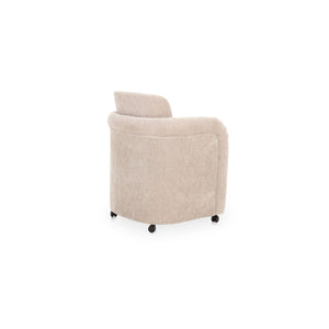 English Elm Dining Chair with English Roll Back and Pleated Polyester Upholstery for Formal Rooms B2769P516549