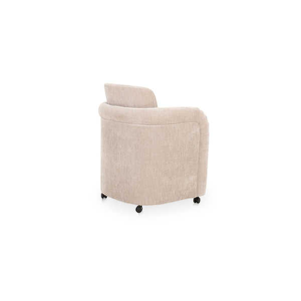 English Elm Dining Chair with English Roll Back and Pleated Polyester Upholstery for Formal Rooms B2769P516549