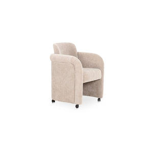 English Elm Dining Chair with English Roll Back and Pleated Polyester Upholstery for Formal Rooms B2769P516549