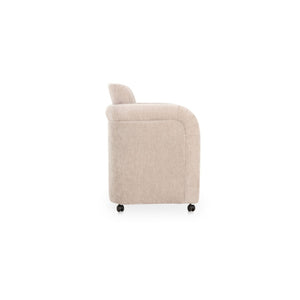 English Elm Dining Chair with English Roll Back and Pleated Polyester Upholstery for Formal Rooms B2769P516549