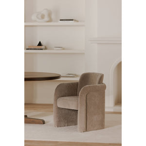 English Elm Dining Chair with English Roll Back and Pleated Polyester Upholstery for Formal Rooms B2769P516549