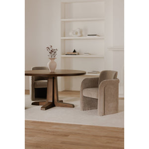 English Elm Dining Chair with English Roll Back and Pleated Polyester Upholstery for Formal Rooms B2769P516549