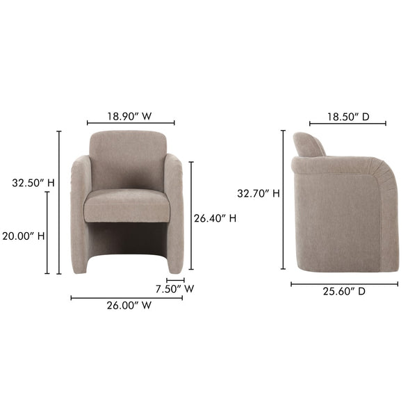 English Elm Dining Chair with English Roll Back and Pleated Polyester Upholstery for Formal Rooms B2769P516549