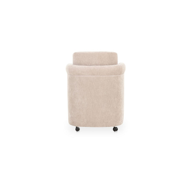 English Elm Dining Chair with English Roll Back and Pleated Polyester Upholstery for Formal Rooms B2769P516549