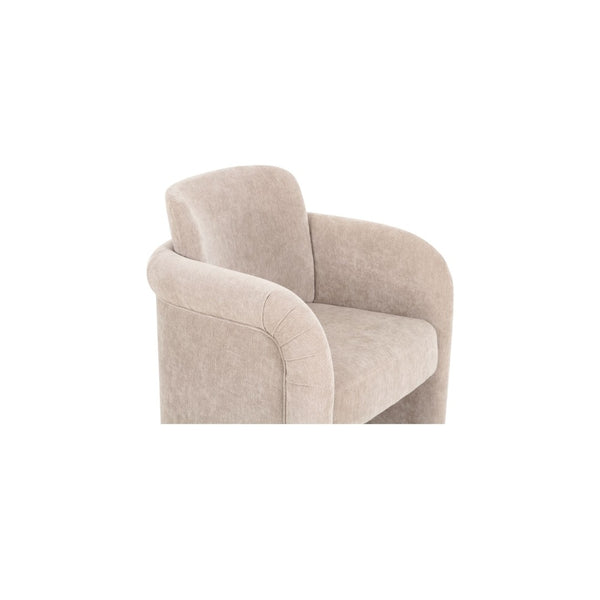 English Elm Dining Chair with English Roll Back and Pleated Polyester Upholstery for Formal Rooms B2769P516549