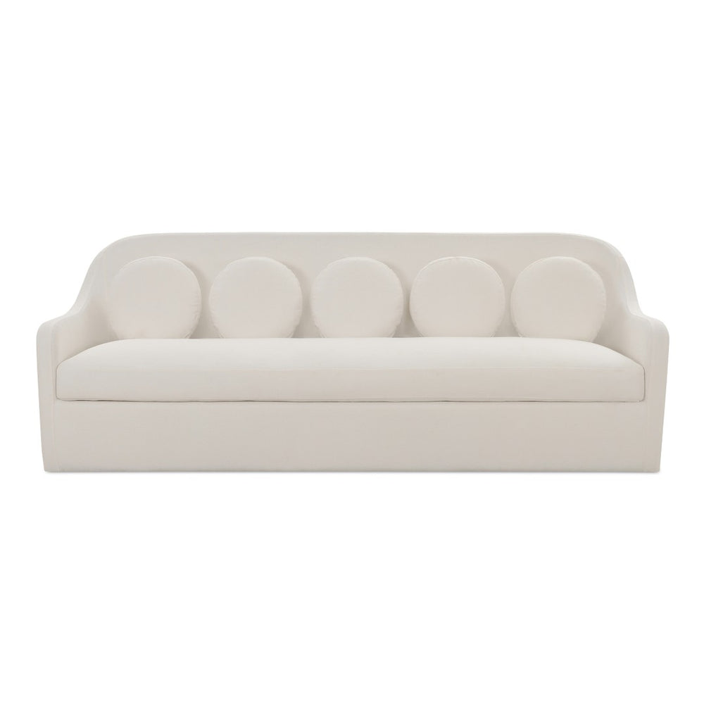 English Elm Rialto Curved Back Sofa with Round Toss Cushions in White Performance Fabric B2769P516551
