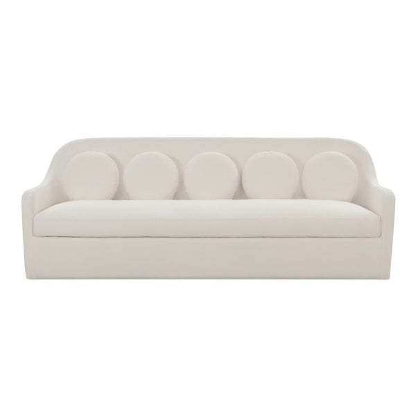 English Elm Rialto Curved Back Sofa with Round Toss Cushions in White Performance Fabric B2769P516551
