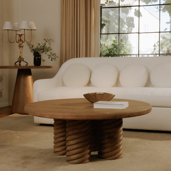 English Elm Rialto Curved Back Sofa with Round Toss Cushions in White Performance Fabric B2769P516551