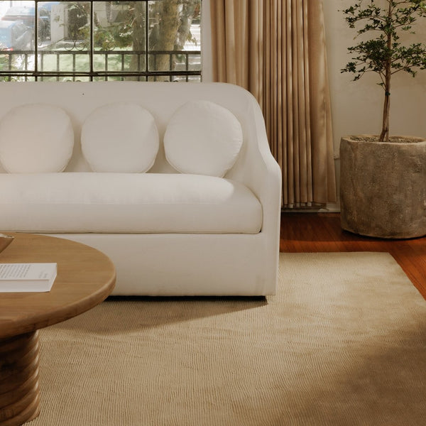 English Elm Rialto Curved Back Sofa with Round Toss Cushions in White Performance Fabric B2769P516551