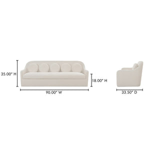 English Elm Rialto Curved Back Sofa with Round Toss Cushions in White Performance Fabric B2769P516551