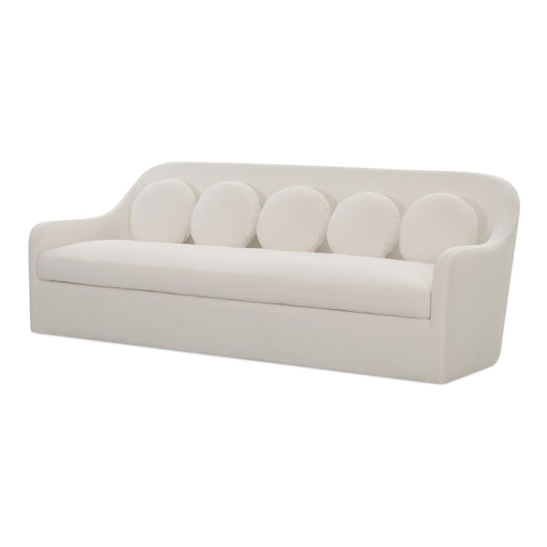 English Elm Rialto Curved Back Sofa with Round Toss Cushions in White Performance Fabric B2769P516551