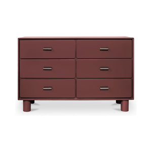 English Elm Dresser, Six Drawer Rubberwood Build with Sculptural Legs and Open Shelf Modern Bedroom B2769P516557