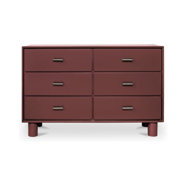 English Elm Dresser, Six Drawer Rubberwood Build with Sculptural Legs and Open Shelf Modern Bedroom B2769P516557