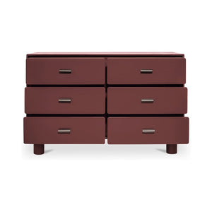 English Elm Dresser, Six Drawer Rubberwood Build with Sculptural Legs and Open Shelf Modern Bedroom B2769P516557