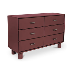 English Elm Dresser, Six Drawer Rubberwood Build with Sculptural Legs and Open Shelf Modern Bedroom B2769P516557
