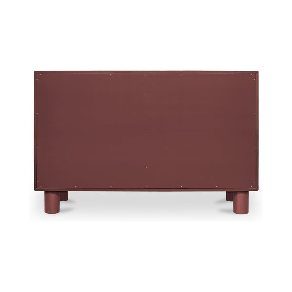 English Elm Dresser, Six Drawer Rubberwood Build with Sculptural Legs and Open Shelf Modern Bedroom B2769P516557
