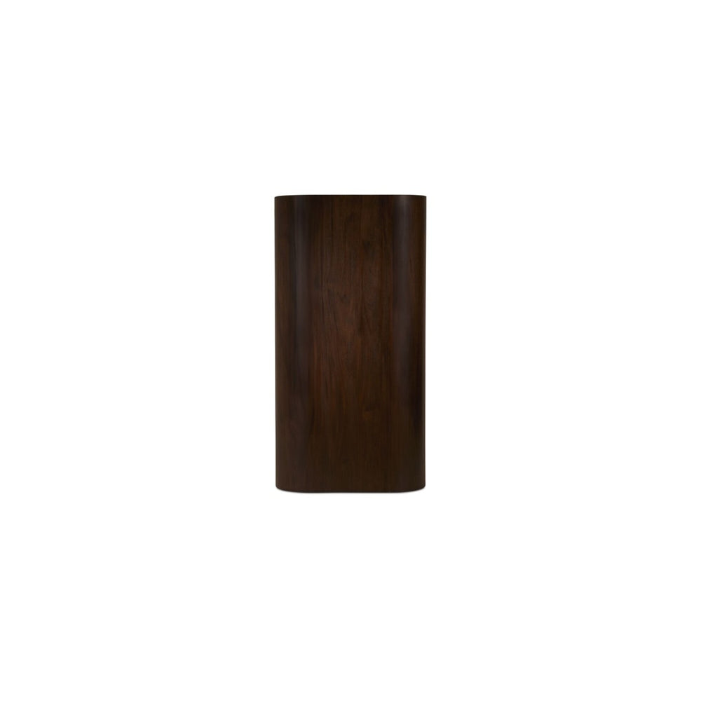 English Elm Bookcase, Curved Mahogany Four Shelf Display Unit Warm Brown Wood Grain Living Room B2769P516566