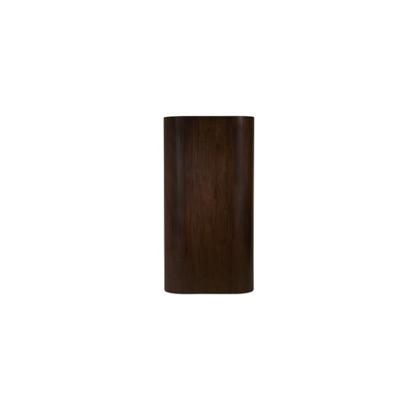 English Elm Bookcase, Curved Mahogany Four Shelf Display Unit Warm Brown Wood Grain Living Room B2769P516566