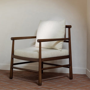 English Elm Accent Chair Solid Sungkai Wood Spindle Back Cream Upholstered Artisan Living Room Seat B2769P516567