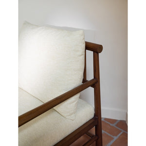 English Elm Accent Chair Solid Sungkai Wood Spindle Back Cream Upholstered Artisan Living Room Seat B2769P516567