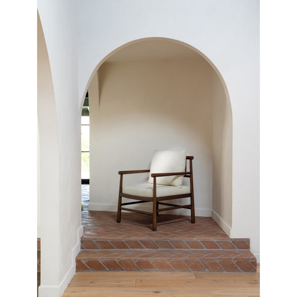 English Elm Accent Chair Solid Sungkai Wood Spindle Back Cream Upholstered Artisan Living Room Seat B2769P516567