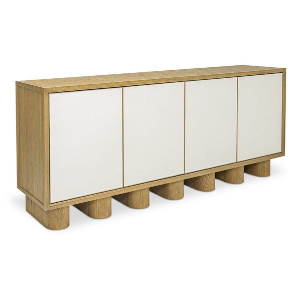 English Elm Sideboard, Oak Frame Shagreen Doors with Antique Gold Trim and Push Open Hardware Free Front B2769P516580