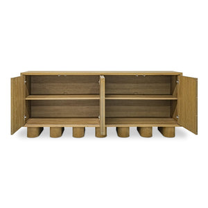 English Elm Sideboard, Oak Frame Shagreen Doors with Antique Gold Trim and Push Open Hardware Free Front B2769P516580
