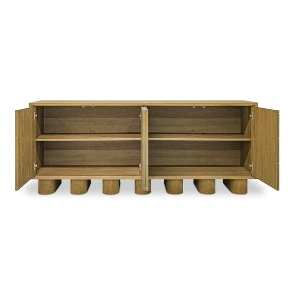 English Elm Sideboard, Oak Frame Shagreen Doors with Antique Gold Trim and Push Open Hardware Free Front B2769P516580