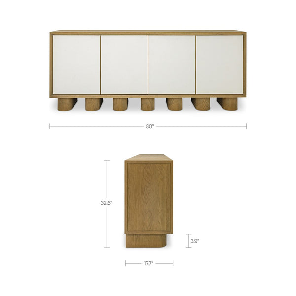 English Elm Sideboard, Oak Frame Shagreen Doors with Antique Gold Trim and Push Open Hardware Free Front B2769P516580