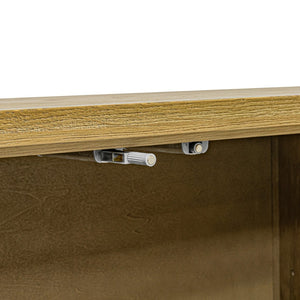 English Elm Sideboard, Oak Frame Shagreen Doors with Antique Gold Trim and Push Open Hardware Free Front B2769P516580