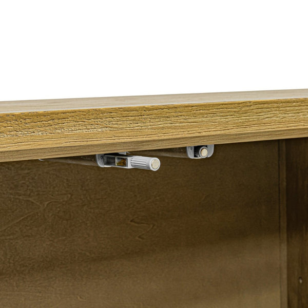 English Elm Sideboard, Oak Frame Shagreen Doors with Antique Gold Trim and Push Open Hardware Free Front B2769P516580