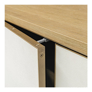 English Elm Sideboard, Oak Frame Shagreen Doors with Antique Gold Trim and Push Open Hardware Free Front B2769P516580