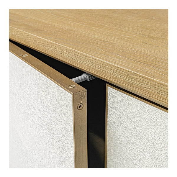 English Elm Sideboard, Oak Frame Shagreen Doors with Antique Gold Trim and Push Open Hardware Free Front B2769P516580