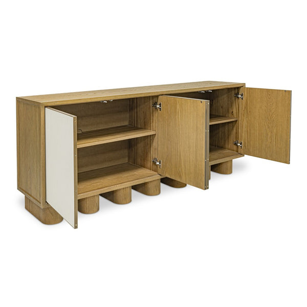 English Elm Sideboard, Oak Frame Shagreen Doors with Antique Gold Trim and Push Open Hardware Free Front B2769P516580