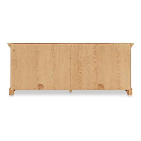 English Elm Sideboard, Wire-brushed Oak Frame with Glass Front Doors and Crown Molding Dining Storage B2769P516581