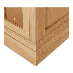 English Elm Sideboard, Wire-brushed Oak Frame with Glass Front Doors and Crown Molding Dining Storage B2769P516581