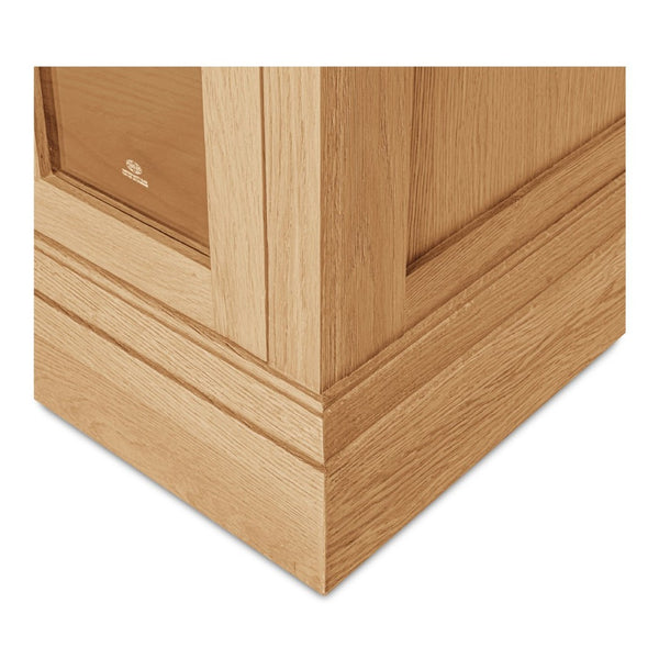 English Elm Sideboard, Wire-brushed Oak Frame with Glass Front Doors and Crown Molding Dining Storage B2769P516581