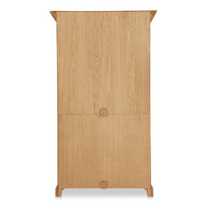 English Elm Cabinet, Solid Oak Glass Front Display Storage with Adjustable Shelves and Natural Finish B2769P516582