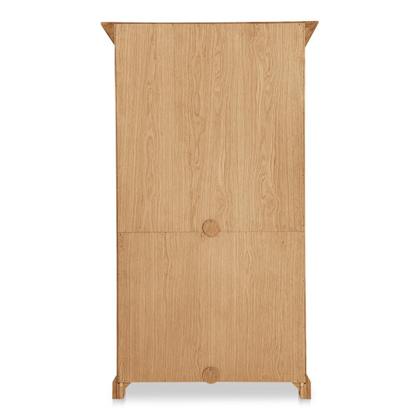 English Elm Cabinet, Solid Oak Glass Front Display Storage with Adjustable Shelves and Natural Finish B2769P516582