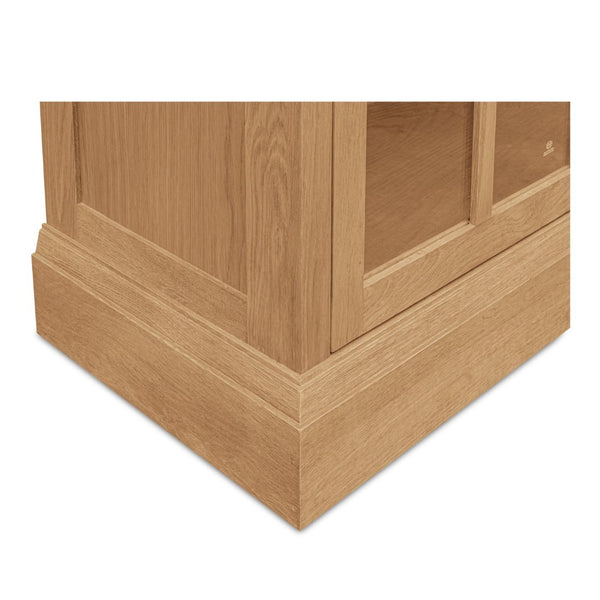English Elm Cabinet, Solid Oak Glass Front Display Storage with Adjustable Shelves and Natural Finish B2769P516582