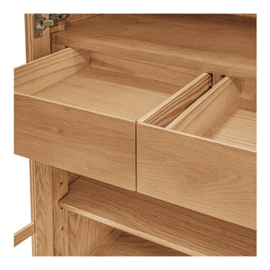 English Elm Cabinet, Solid Oak Glass Front Display Storage with Adjustable Shelves and Natural Finish B2769P516582