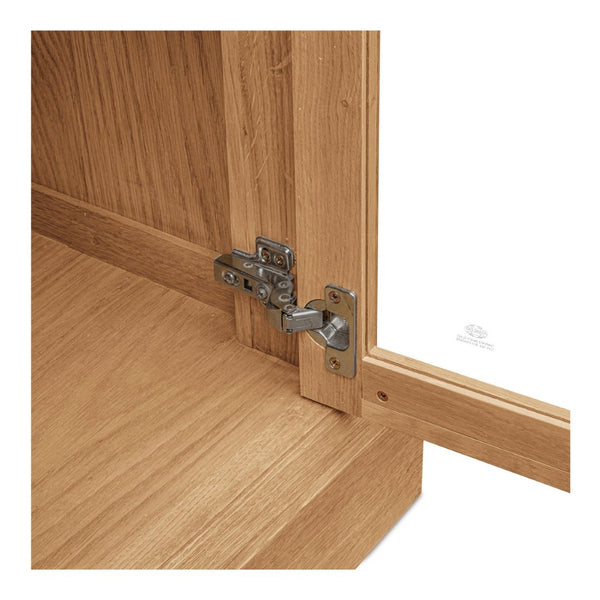English Elm Cabinet, Solid Oak Glass Front Display Storage with Adjustable Shelves and Natural Finish B2769P516582