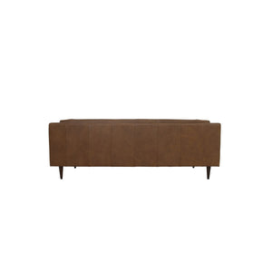 English Elm Sofa, Mid-century Top Grain Leather Three Seat with Tapered Legs for Living Room B2769P516583